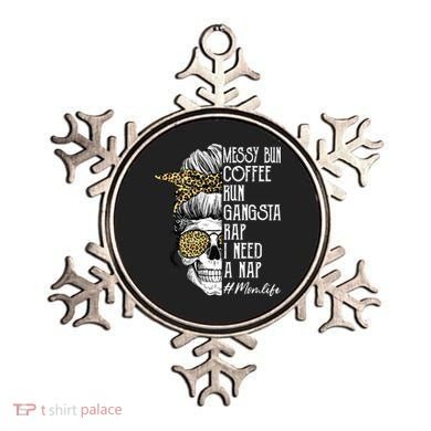 Leopard Skull Lady Mom Life Messy Bun Coffee Run Gangsta Rap Ornament