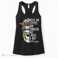 Leopard Skull Lady Mom Life Messy Bun Coffee Run Gangsta Rap Women's Tank Top thumb 0