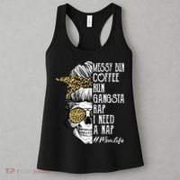 Leopard Skull Lady Mom Life Messy Bun Coffee Run Gangsta Rap Women's Tank Top thumb 3