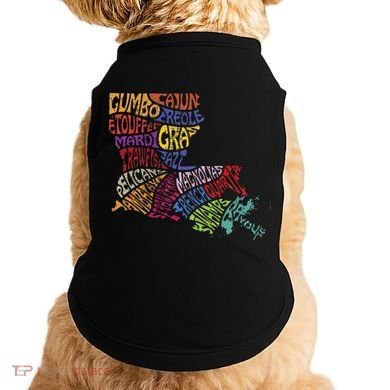 Louisiana State Map Mardi Gras Doggie Tank