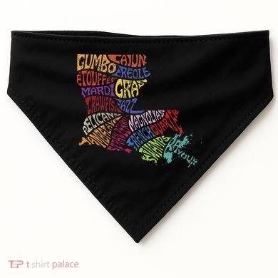 Louisiana State Map Mardi Gras USA-Made Doggie Bandana