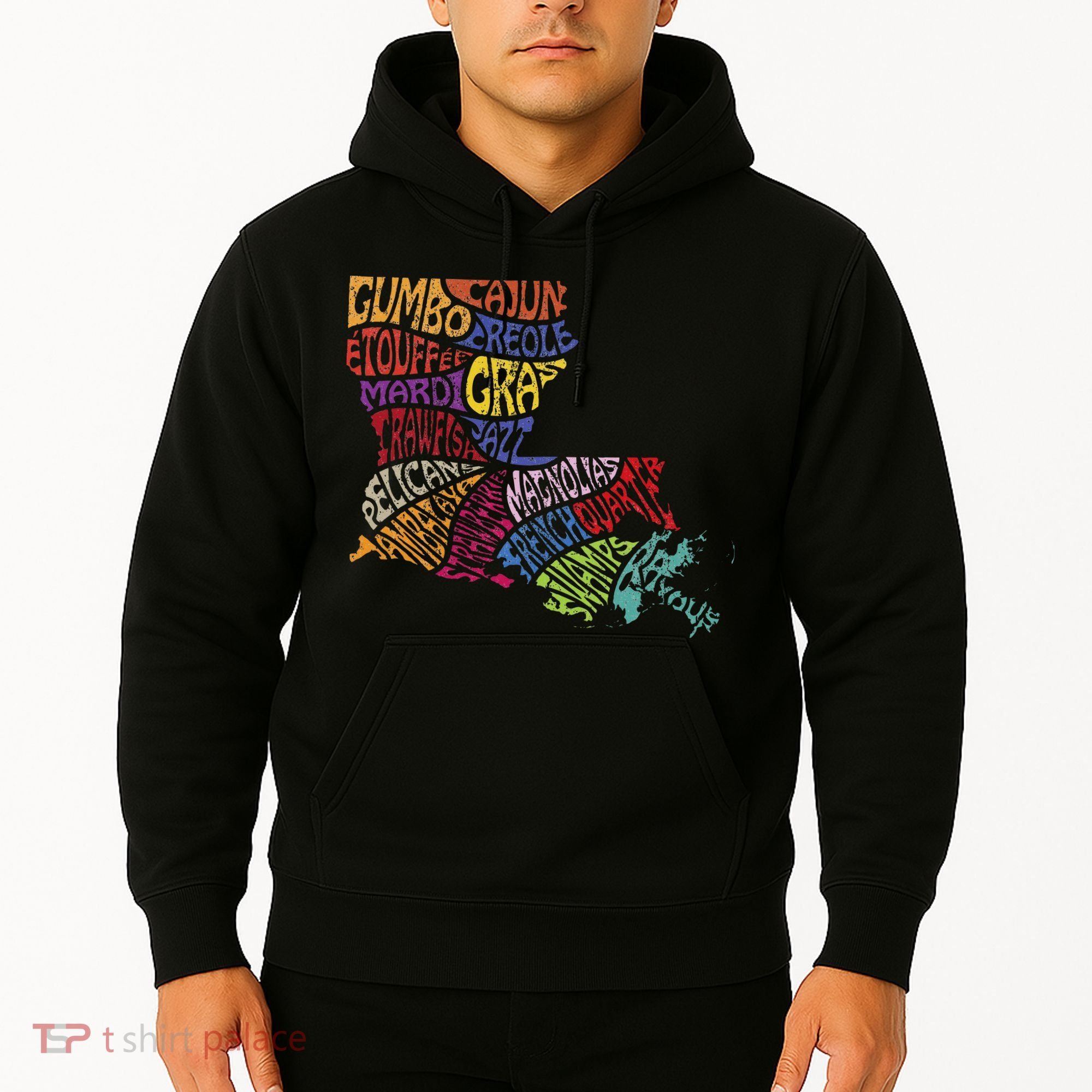 Louisiana State Map Mardi Gras Hoodie