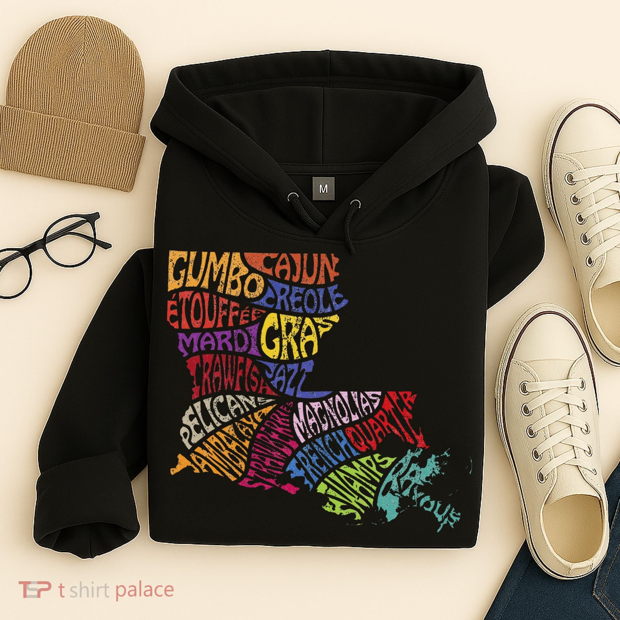 Louisiana State Map Mardi Gras Hoodie