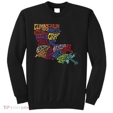Louisiana State Map Mardi Gras Sweatshirt