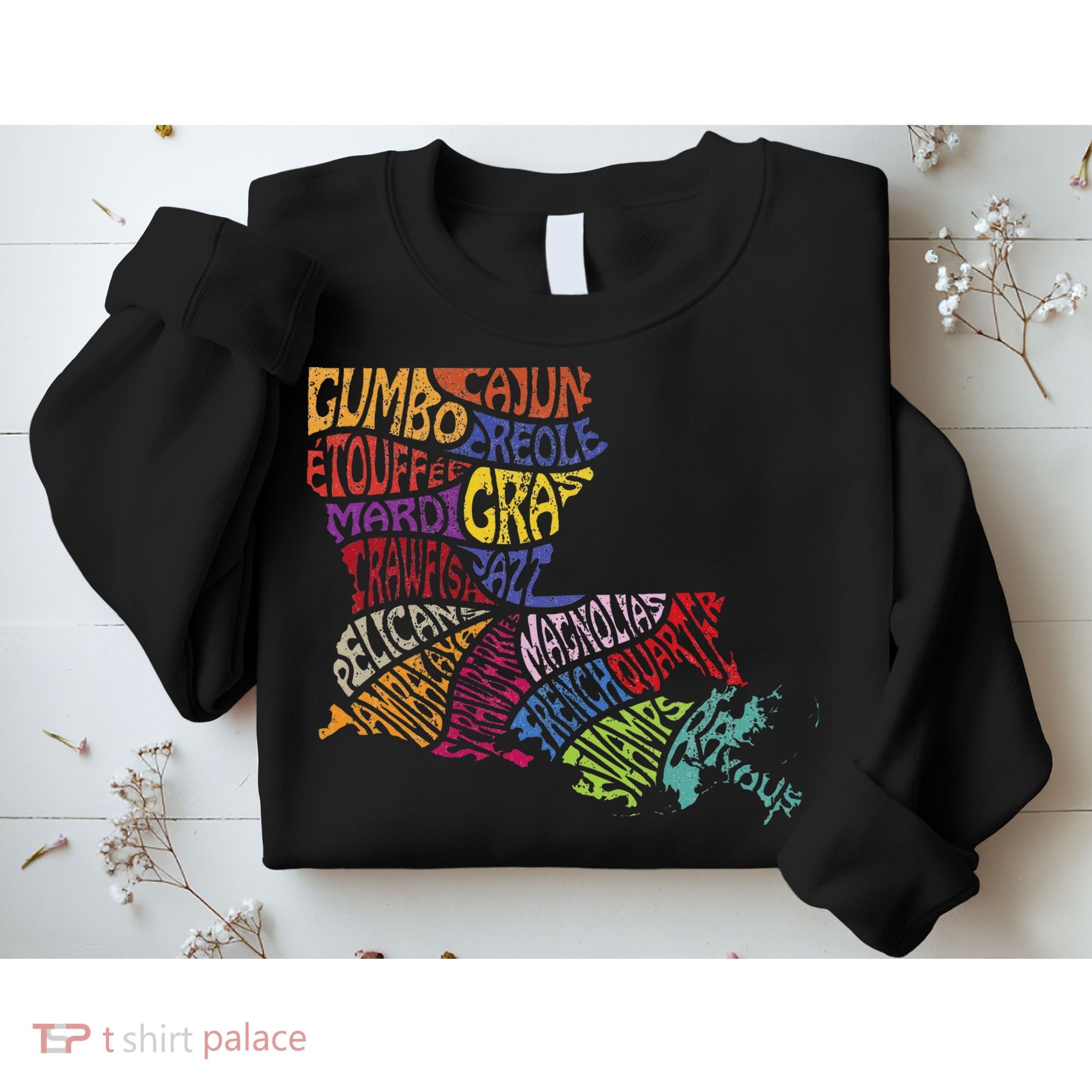Louisiana State Map Mardi Gras Sweatshirt