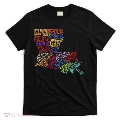 Louisiana State Map Mardi Gras T-Shirt