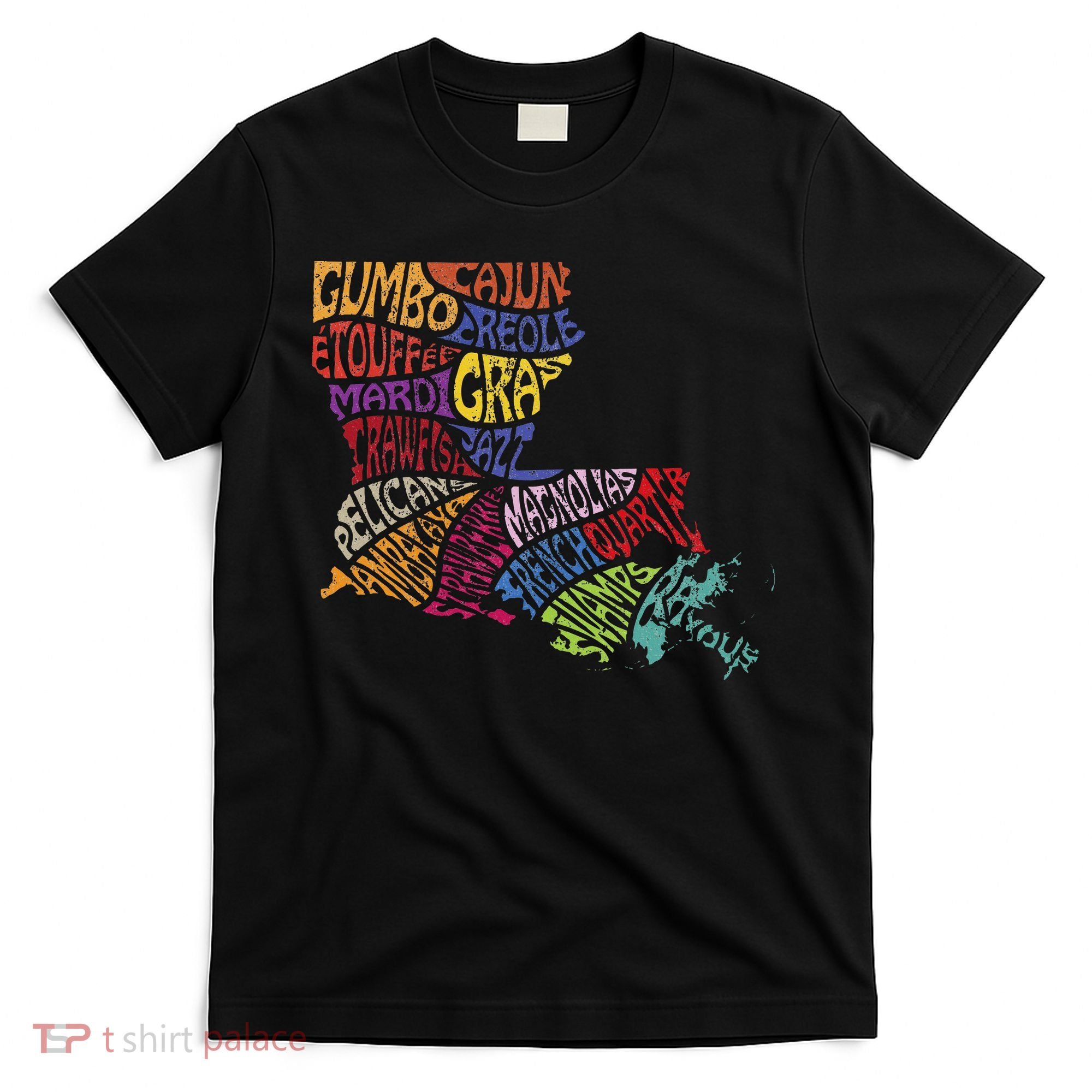 Louisiana State Map Mardi Gras T-Shirt