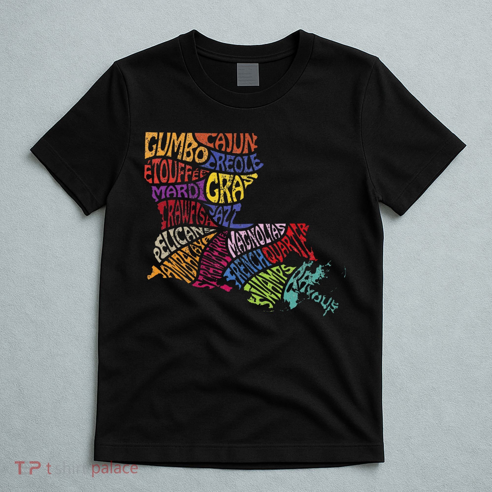 Louisiana State Map Mardi Gras T-Shirt