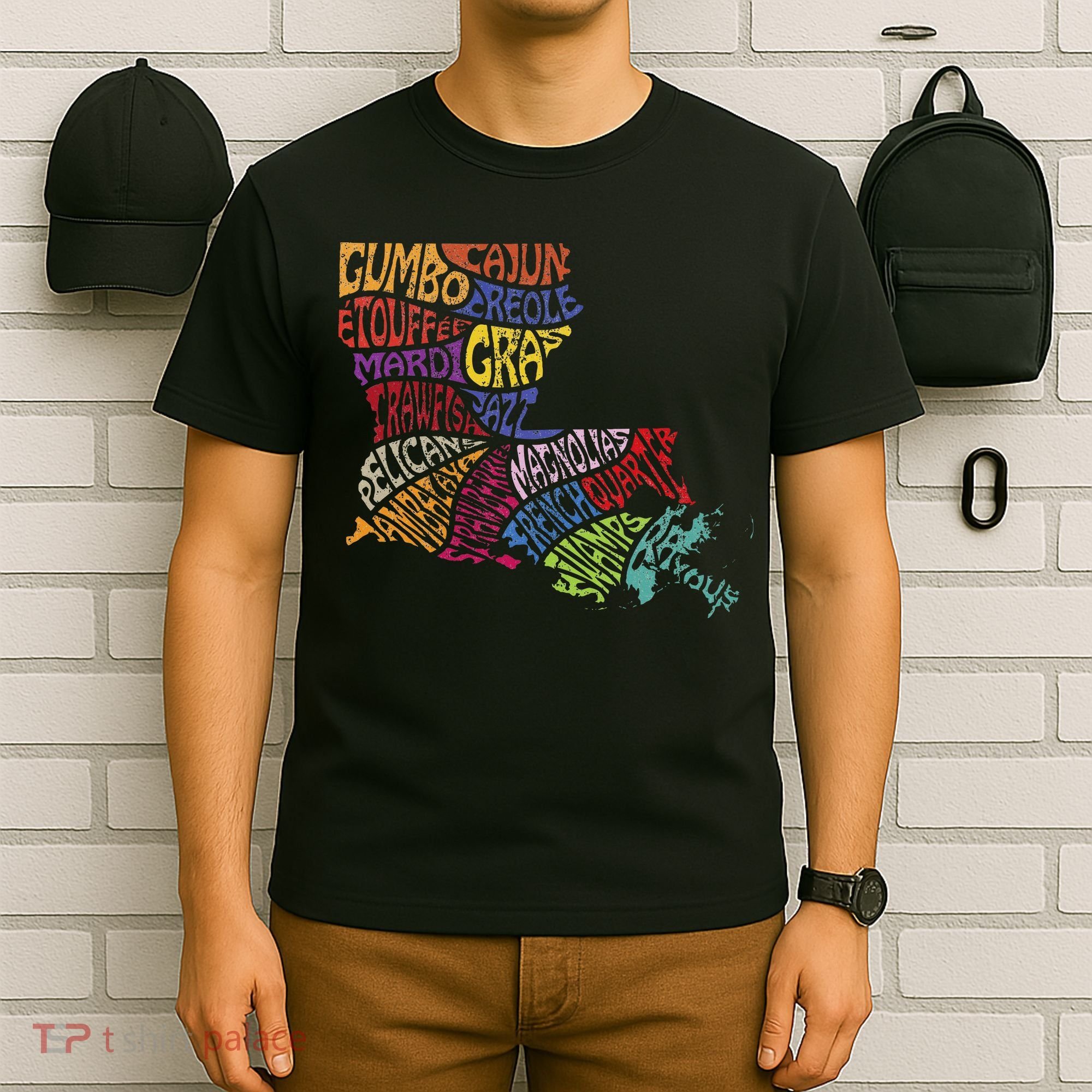 Louisiana State Map Mardi Gras T-Shirt