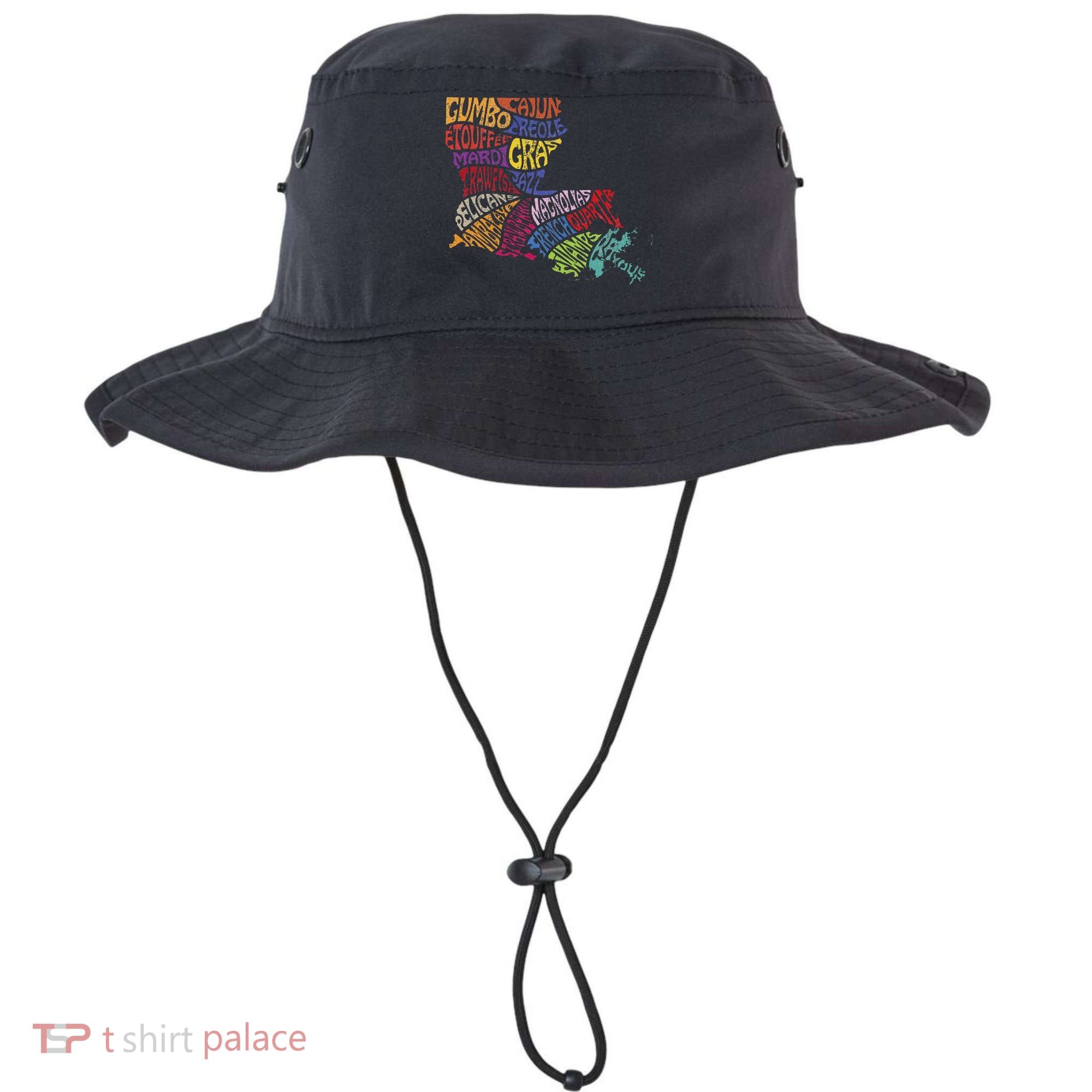 Louisiana State Map Mardi Gras Bucket Hat