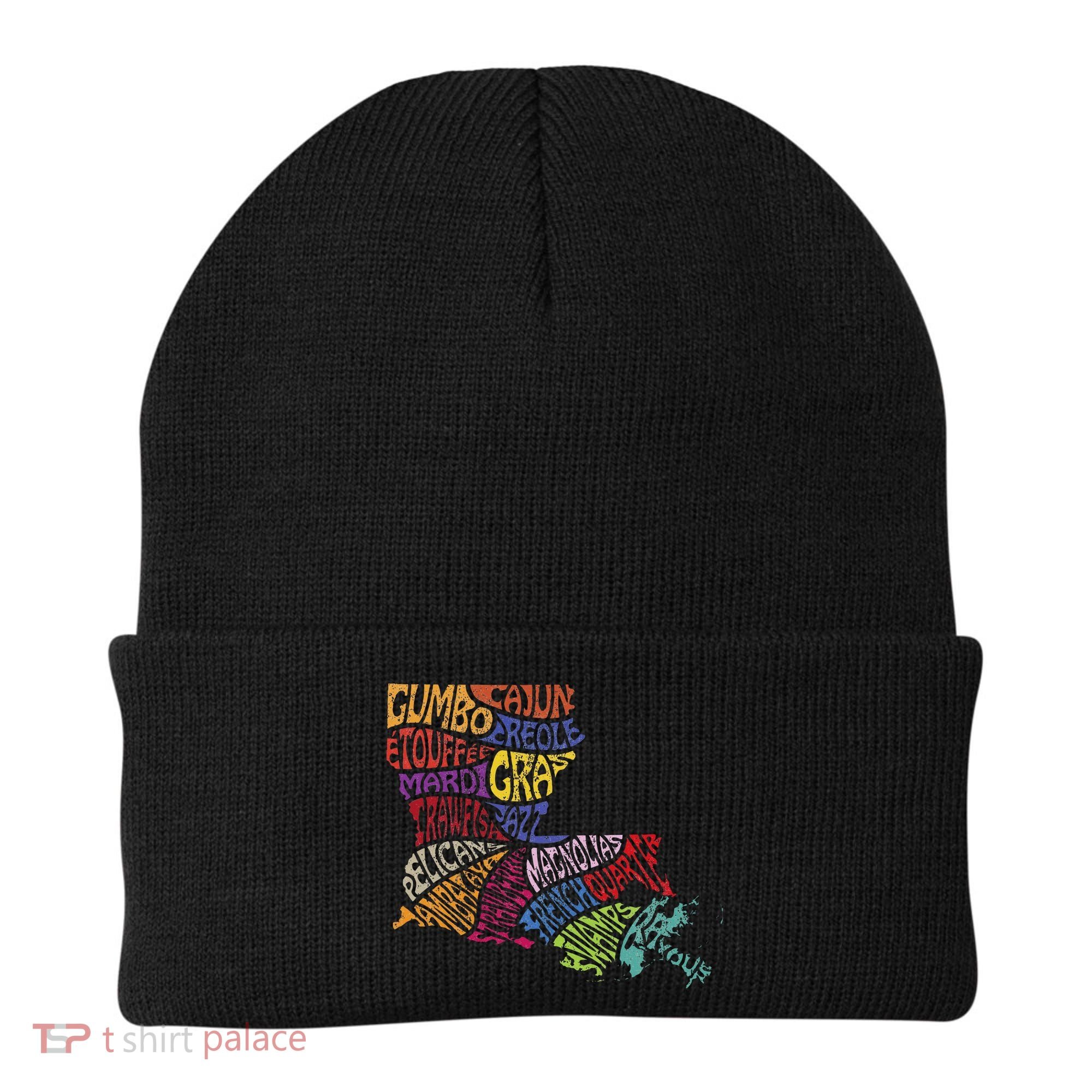 Louisiana State Map Mardi Gras Beanie