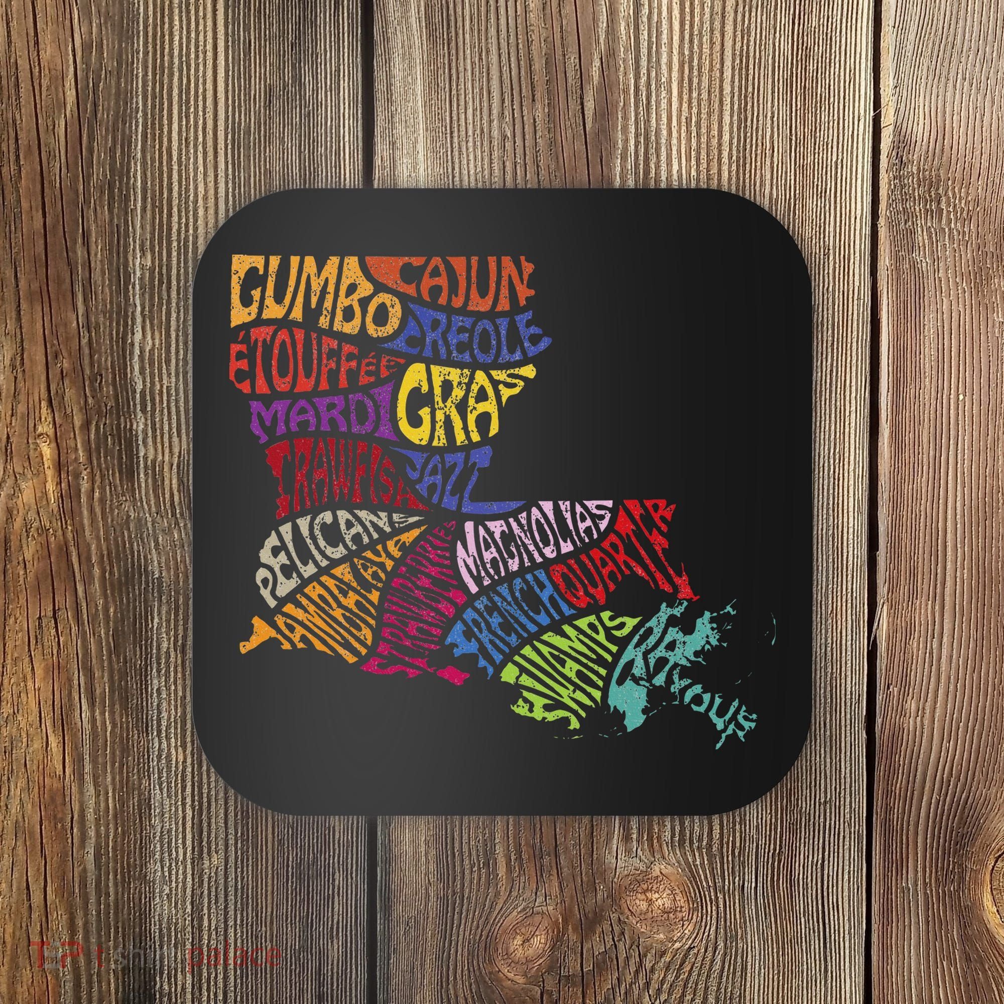 Louisiana State Map Mardi Gras Coaster