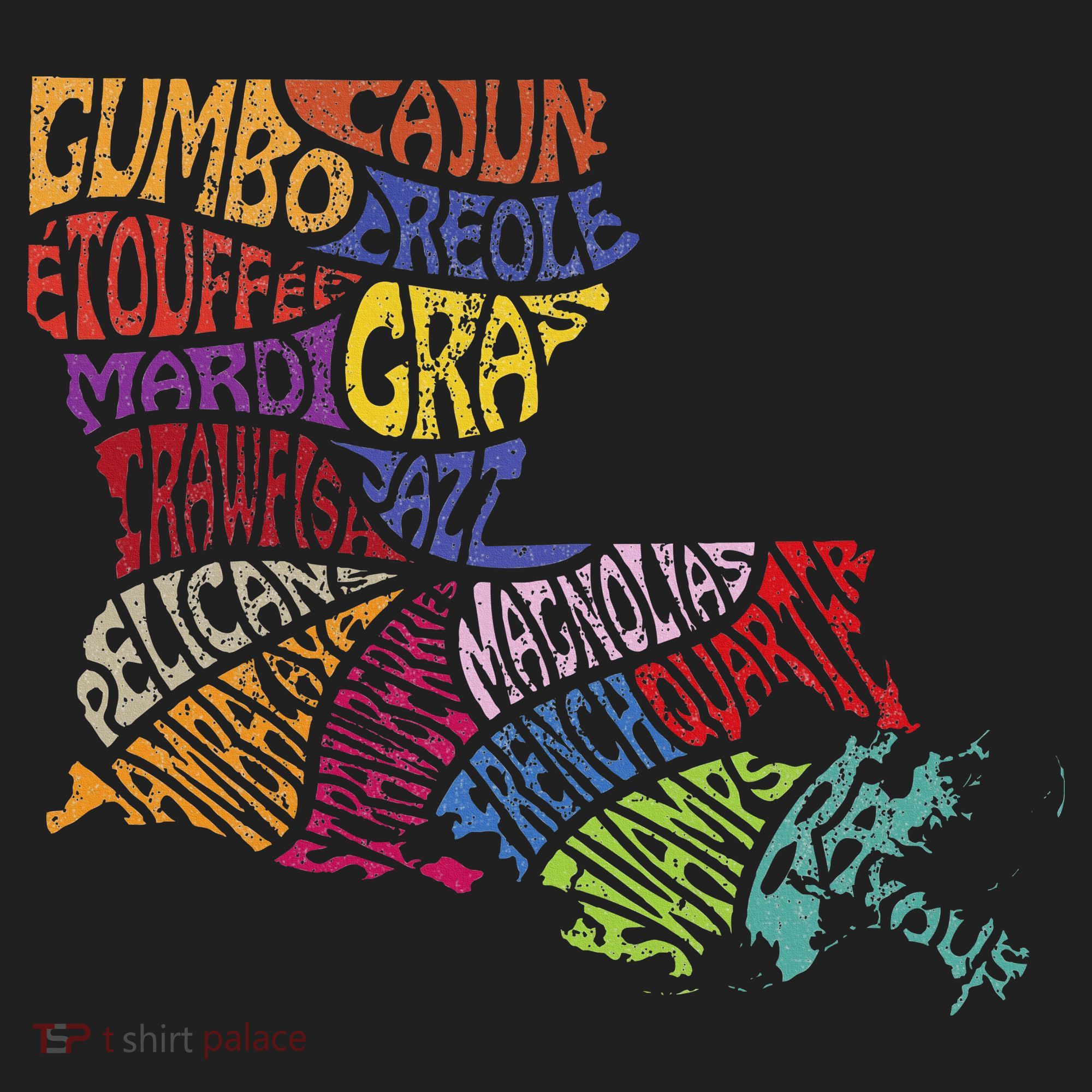 Louisiana State Map Mardi Gras Hat