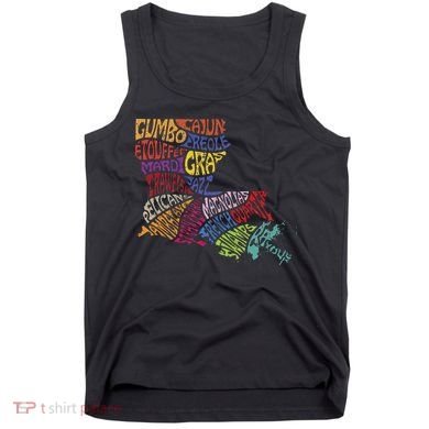 Louisiana State Map Mardi Gras Tank Top