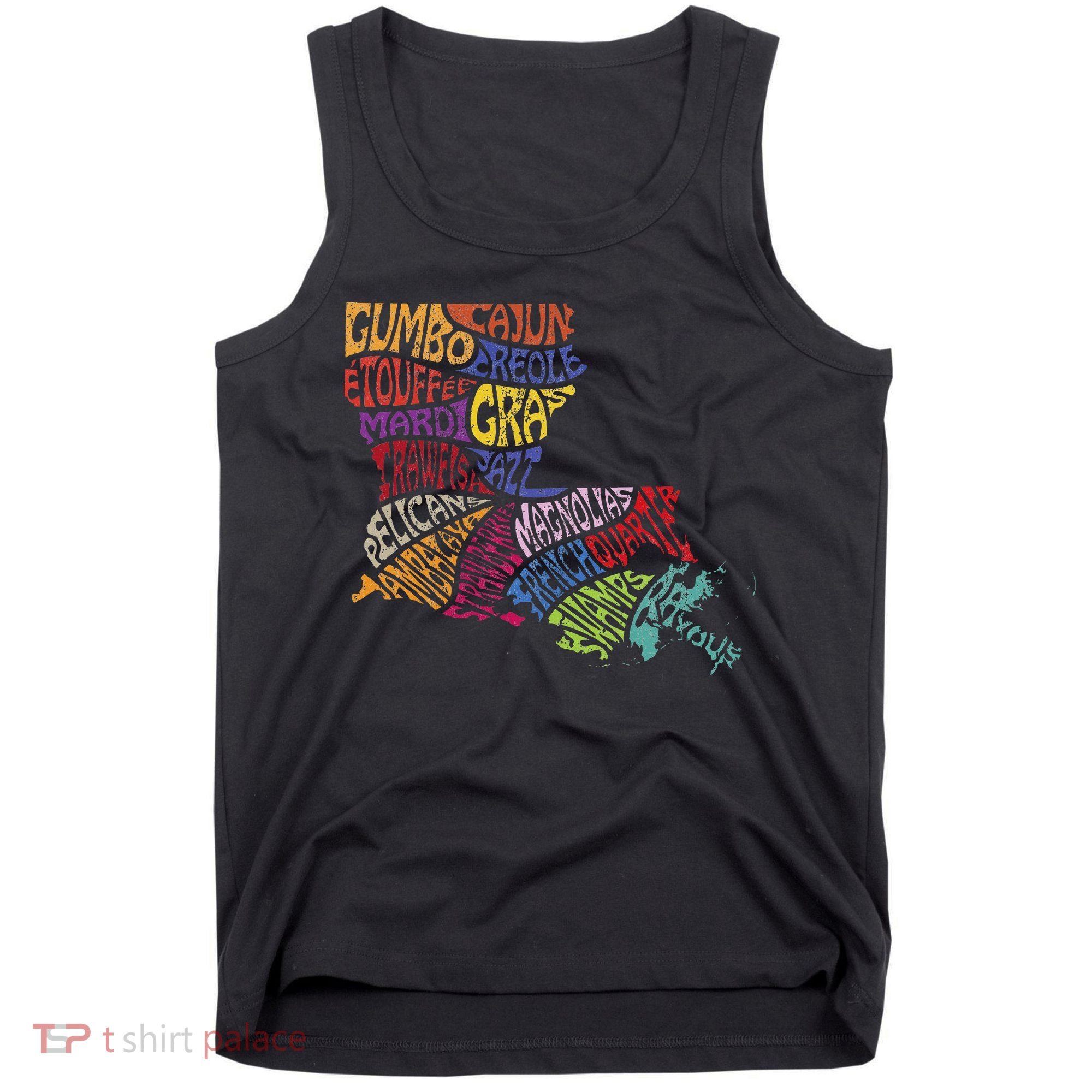 Louisiana State Map Mardi Gras Tank Top