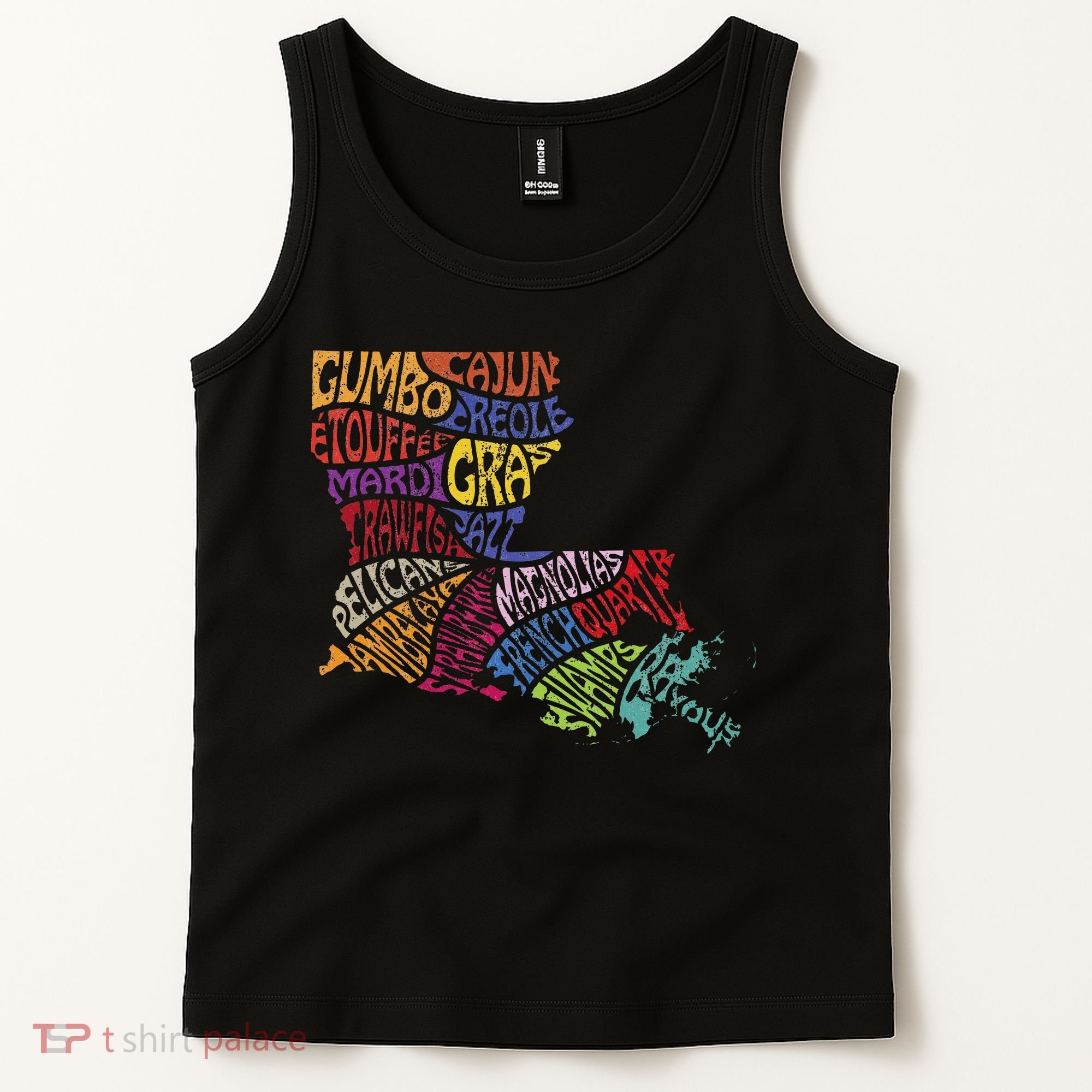 Louisiana State Map Mardi Gras Tank Top
