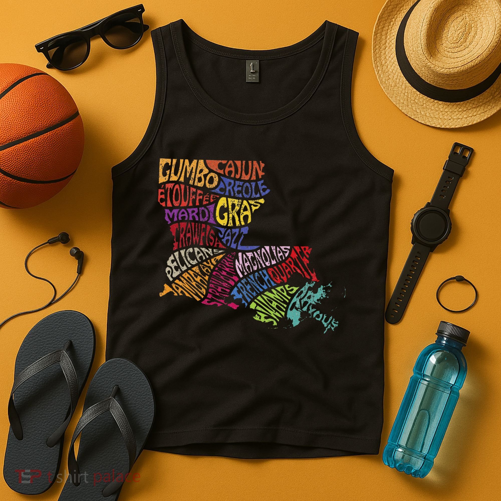 Louisiana State Map Mardi Gras Tank Top