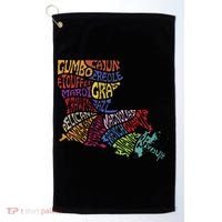 Louisiana State Map Mardi Gras Golf Towel thumb 0