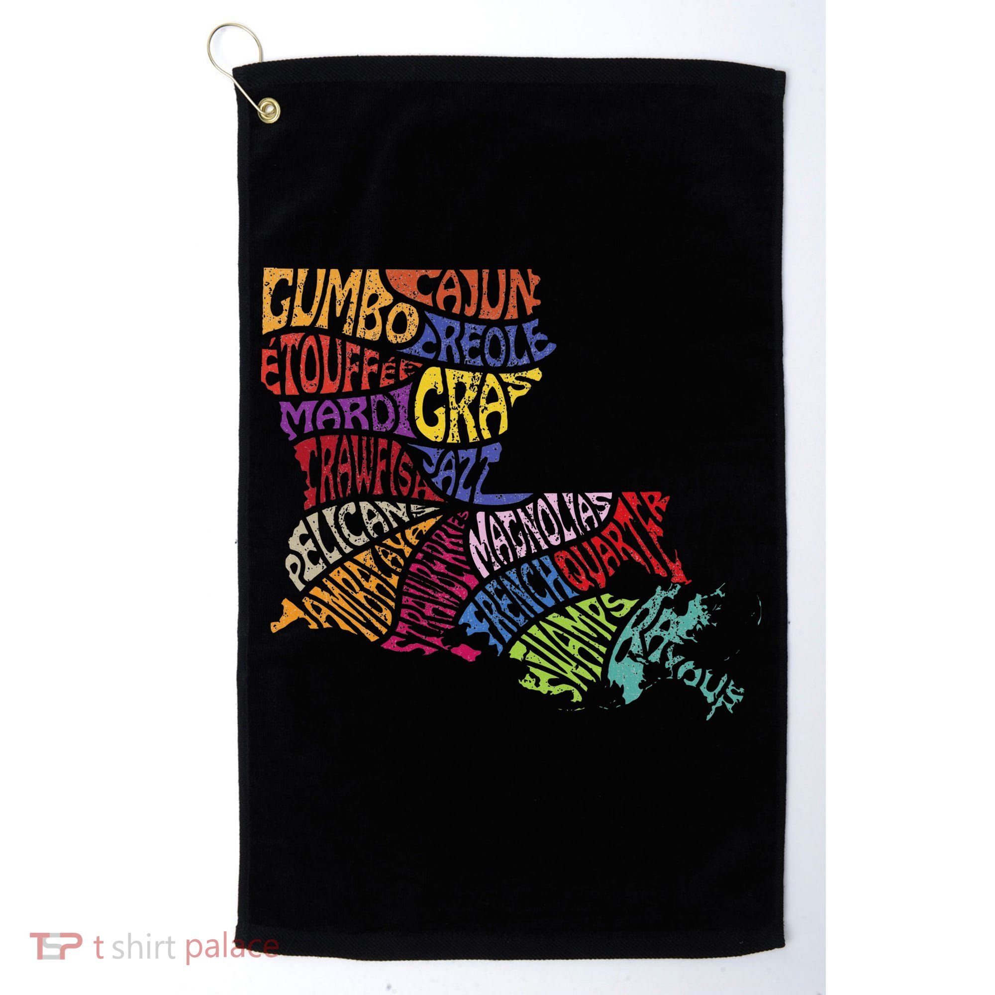 Louisiana State Map Mardi Gras Golf Towel