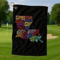 Louisiana State Map Mardi Gras Golf Towel thumb 1