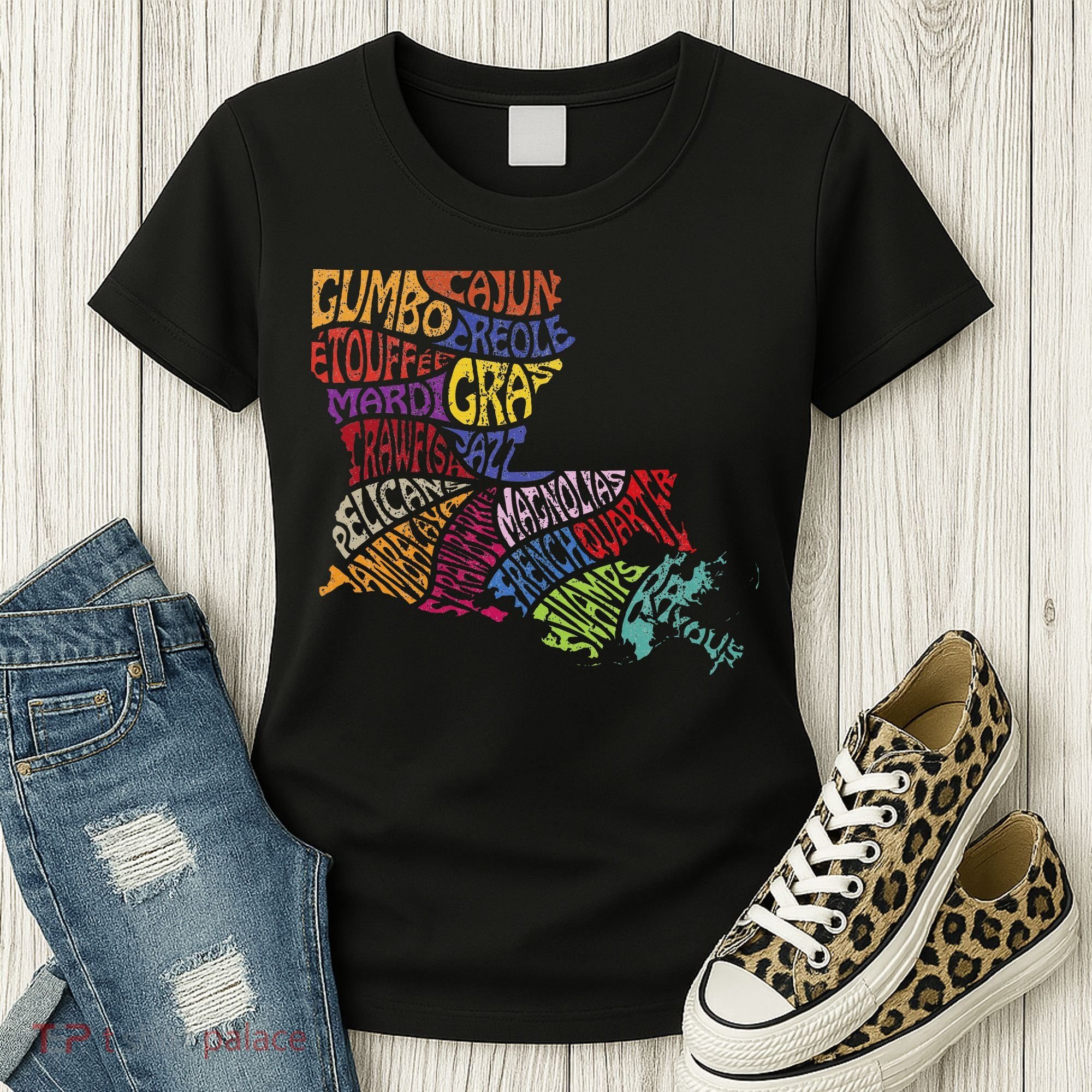 Louisiana State Map Mardi Gras Women's T-Shirt