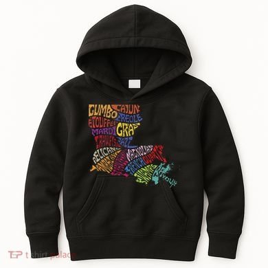 Louisiana State Map Mardi Gras Kids Hoodie