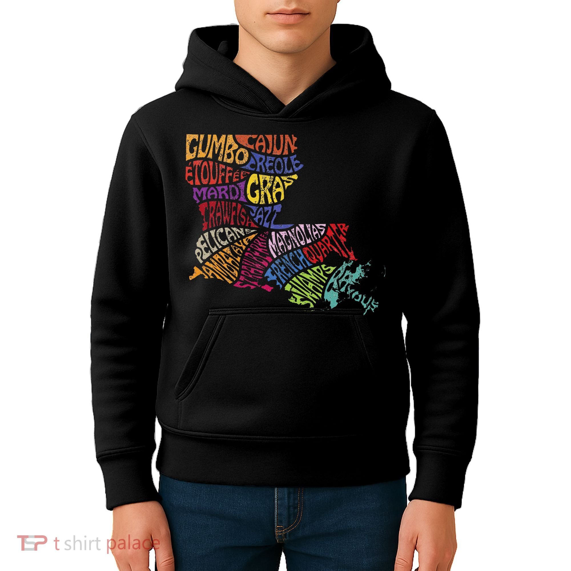 Louisiana State Map Mardi Gras Kids Hoodie