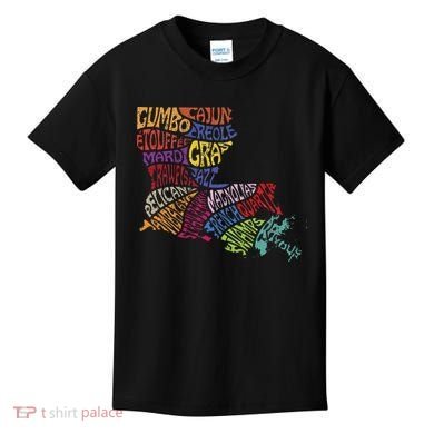 Louisiana State Map Mardi Gras Kids T-Shirt