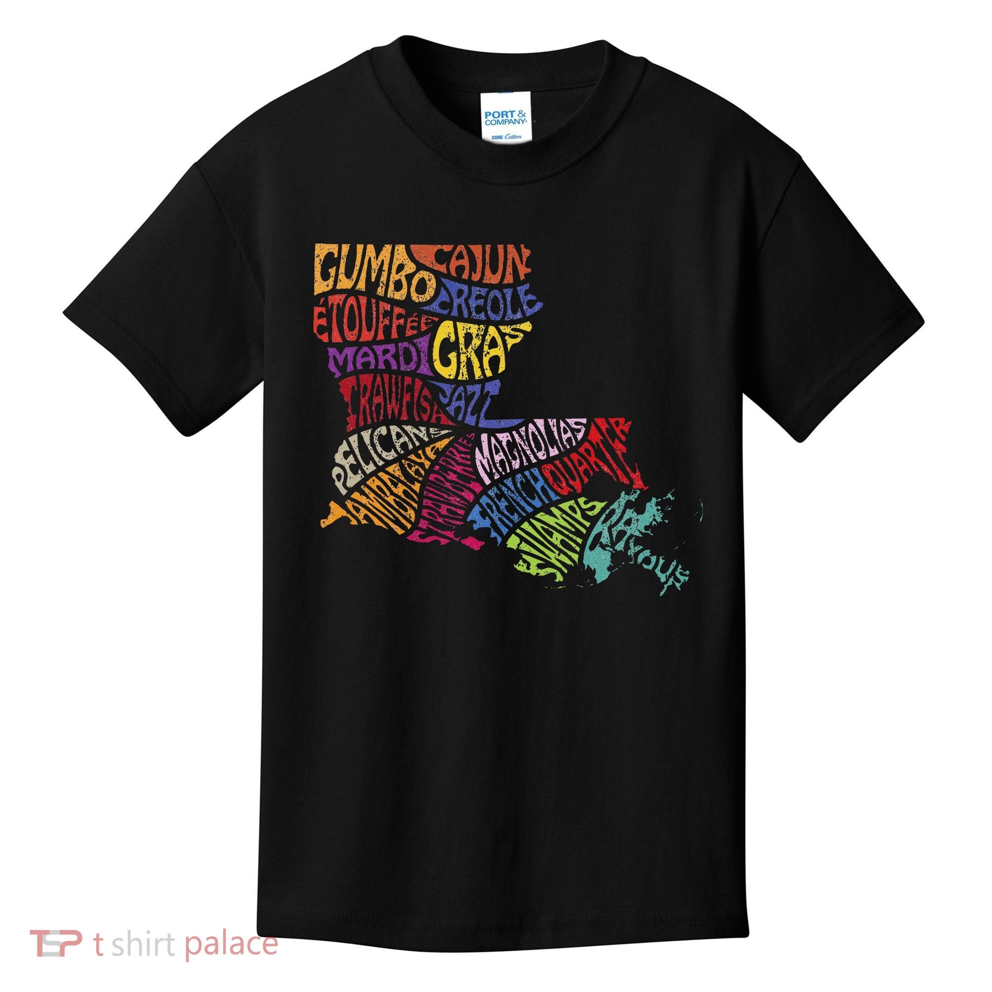 Louisiana State Map Mardi Gras Kids T-Shirt