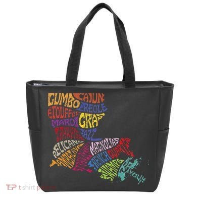 Louisiana State Map Mardi Gras Tote Bag