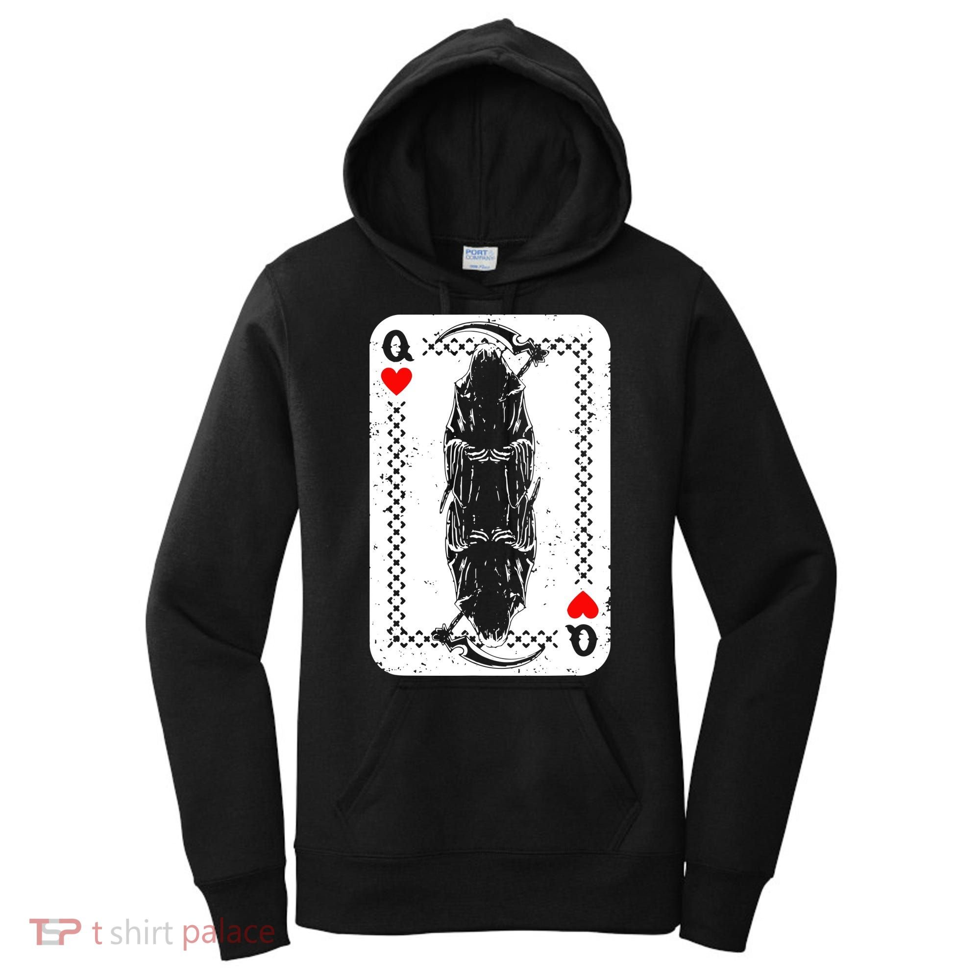 La Santa Muerte Mexico Skeleton Poker Card Death Queens Women's Hoodie