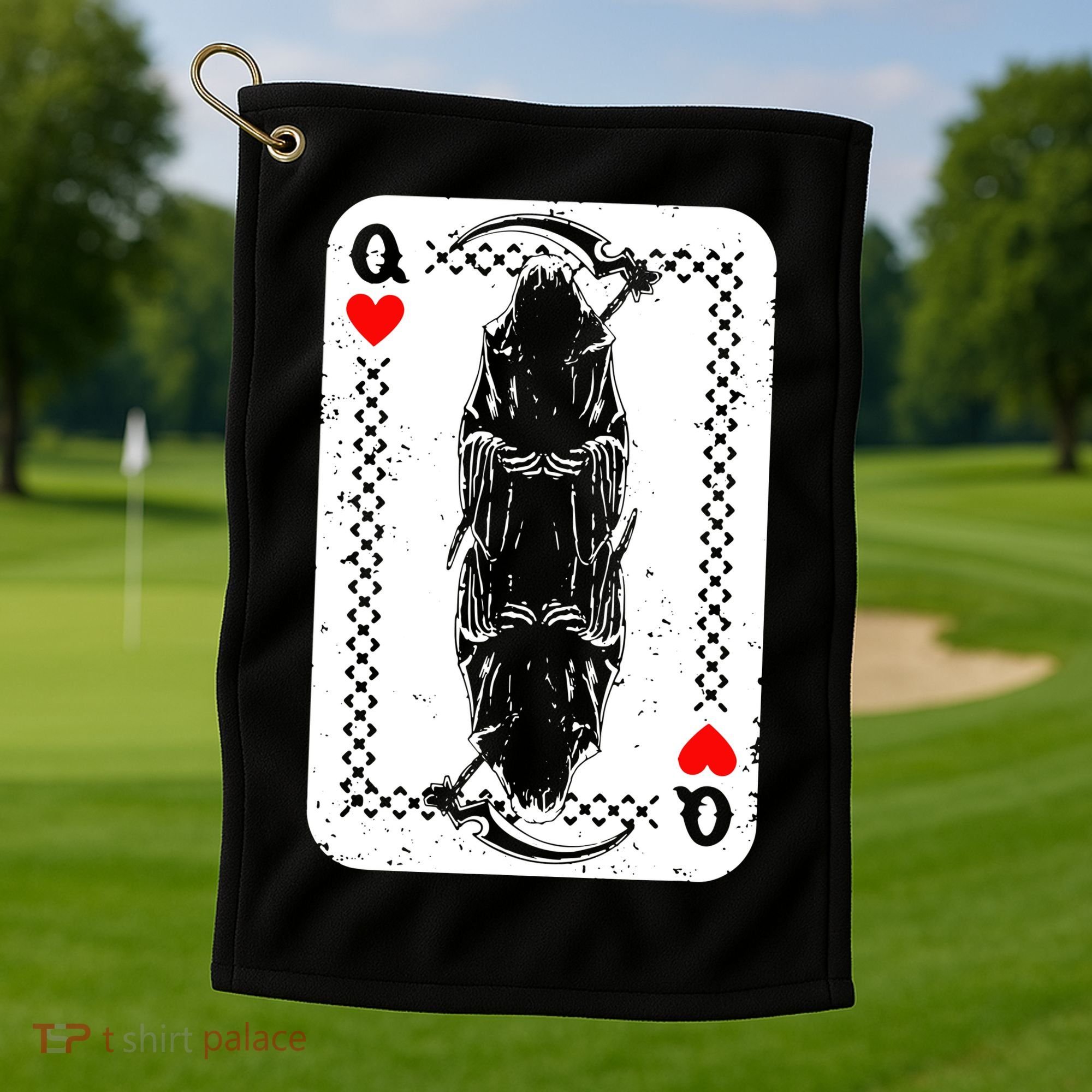 La Santa Muerte Mexico Skeleton Poker Card Death Queens Golf Towel