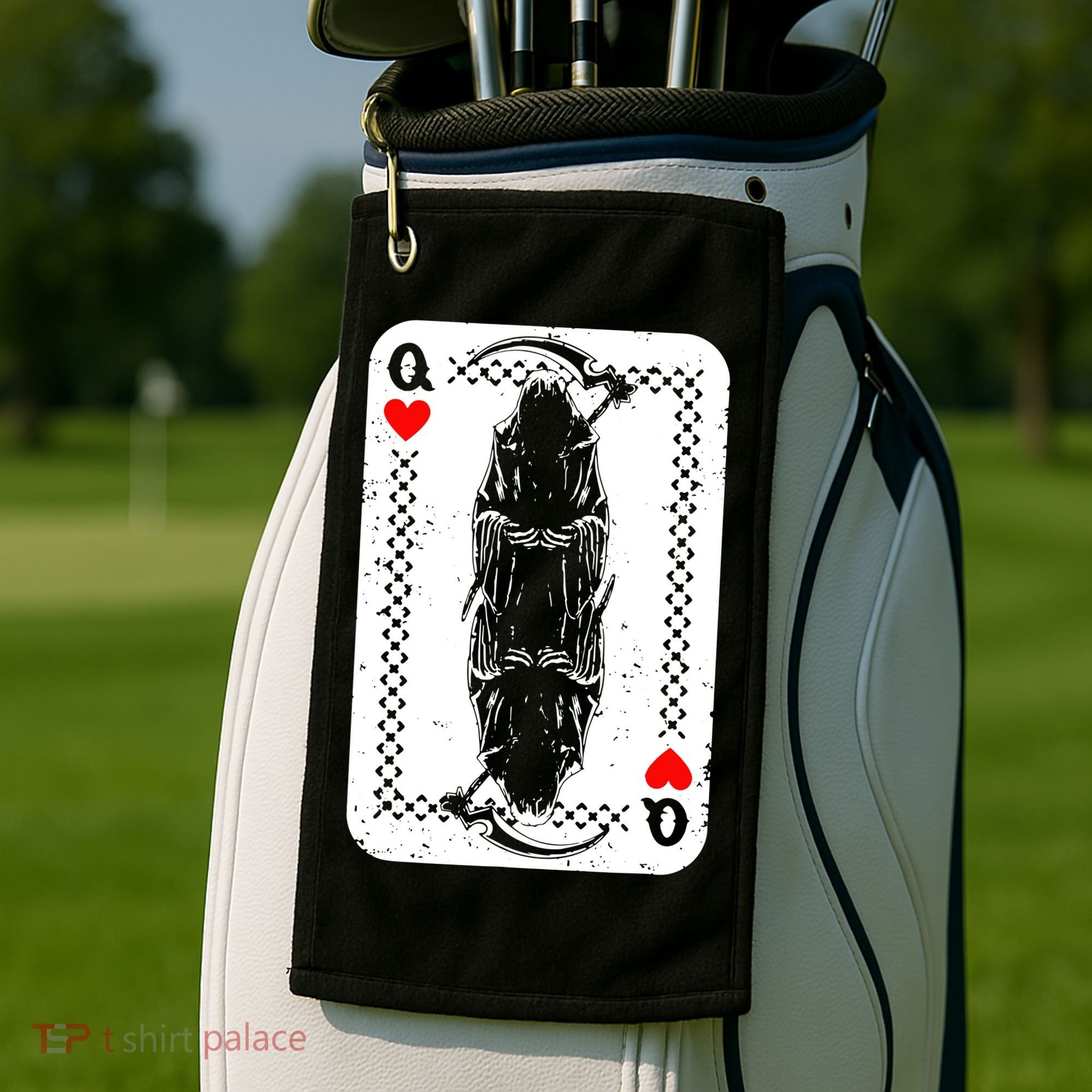 La Santa Muerte Mexico Skeleton Poker Card Death Queens Golf Towel