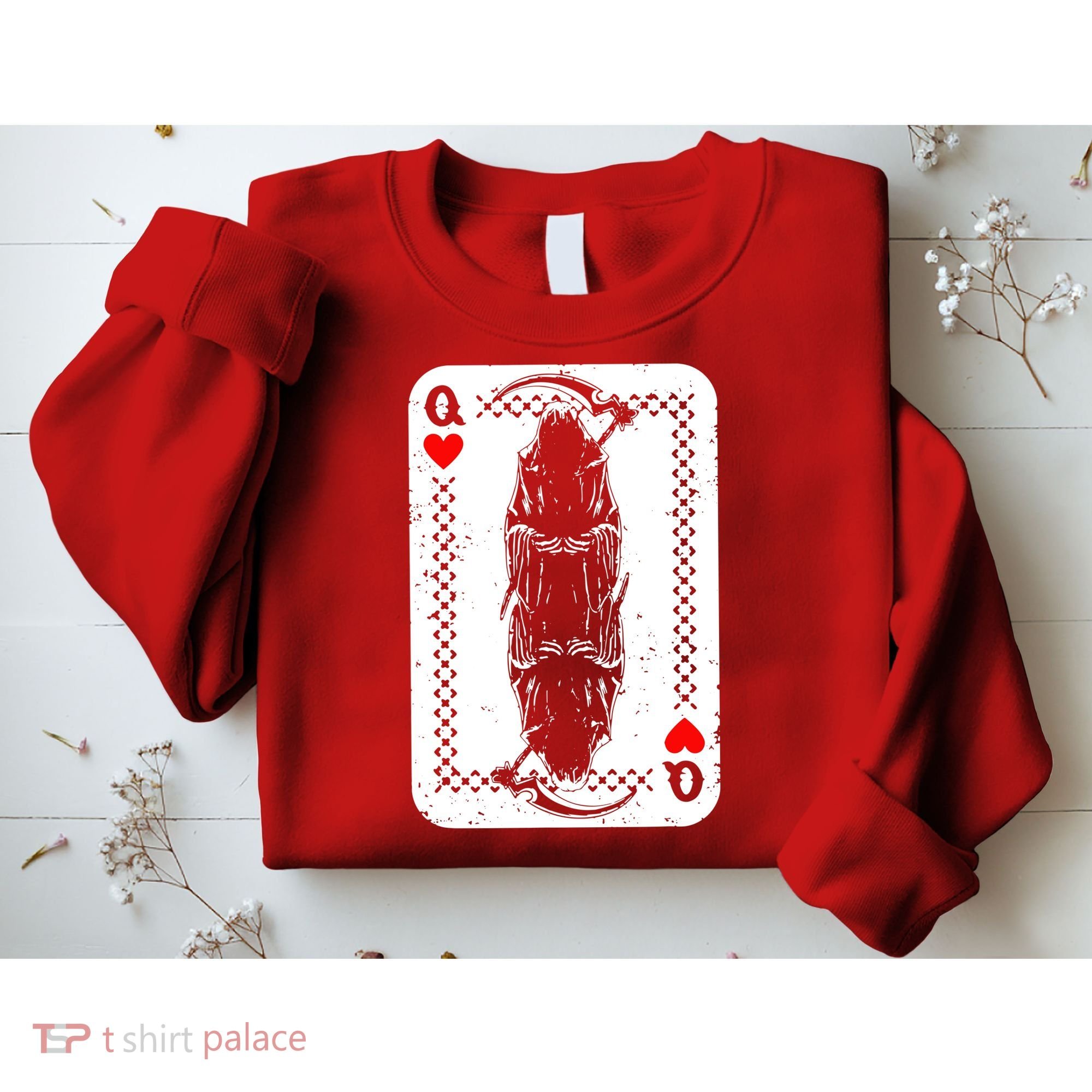 La Santa Muerte Mexico Skeleton Poker Card Death Queens Sweatshirt