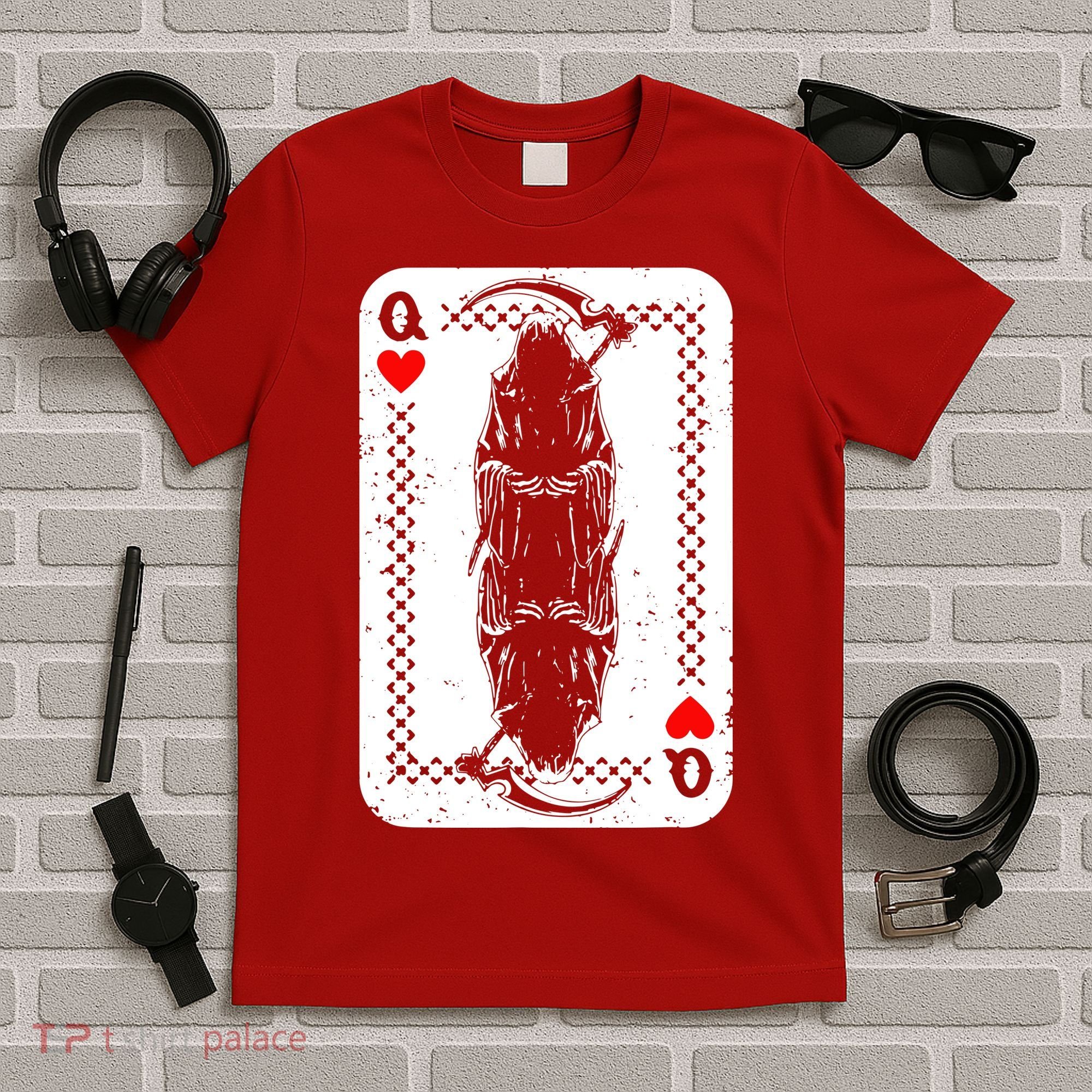 La Santa Muerte Mexico Skeleton Poker Card Death Queens T-Shirt