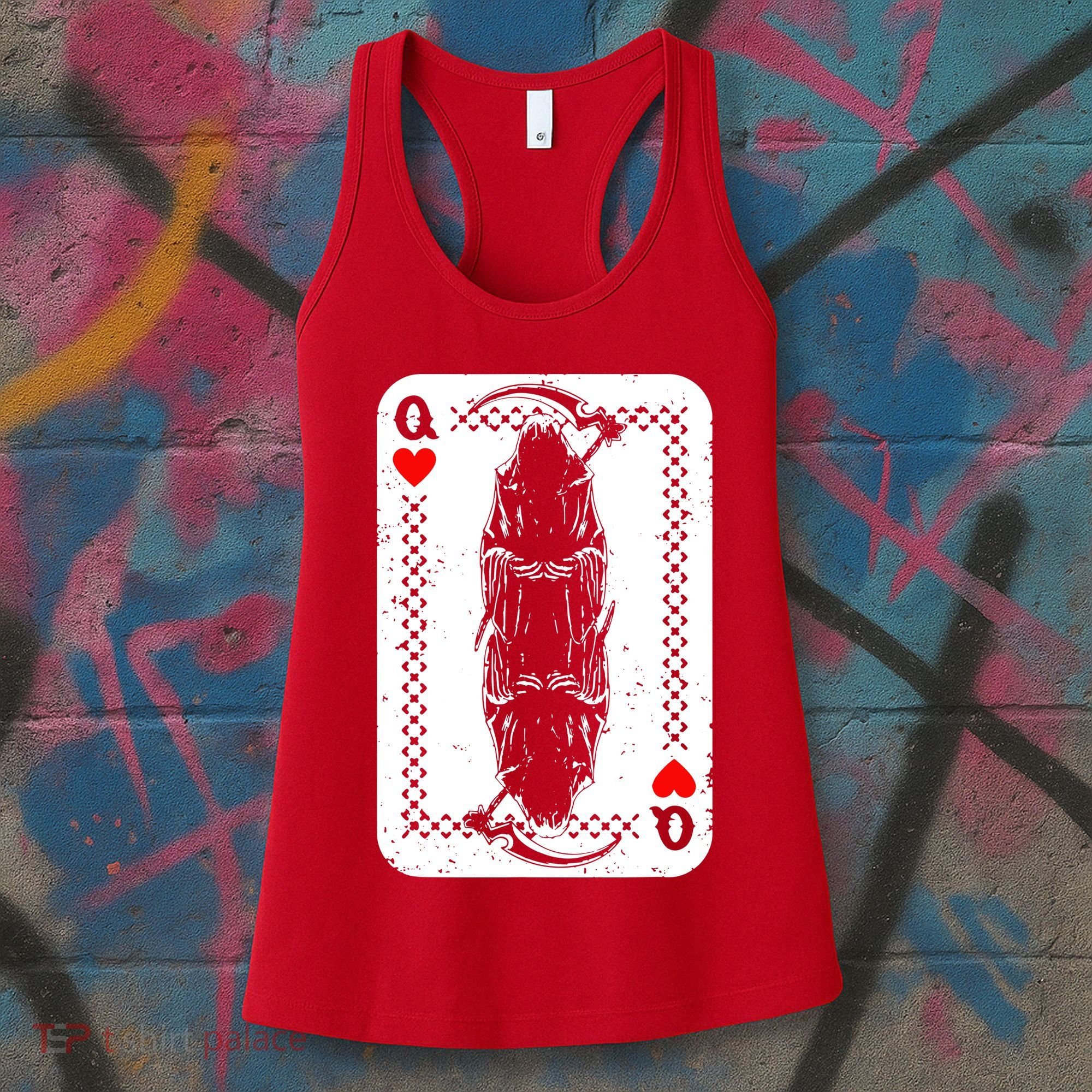 La Santa Muerte Mexico Skeleton Poker Card Death Queens Women's Tank Top