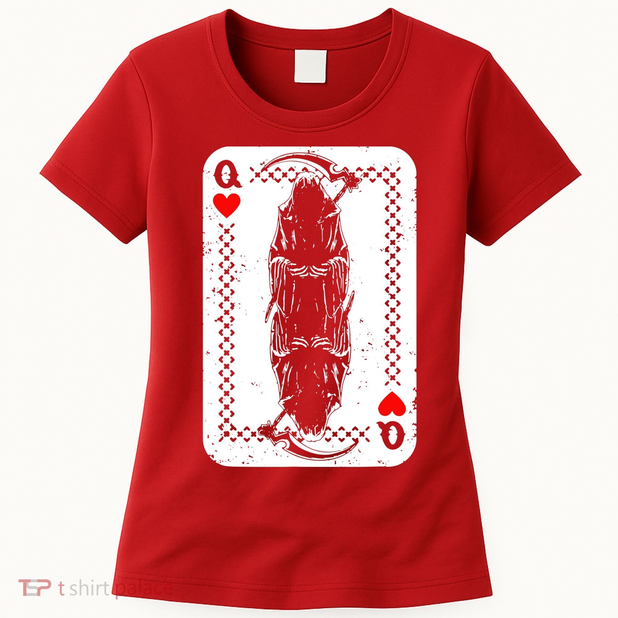 La Santa Muerte Mexico Skeleton Poker Card Death Queens Women's T-Shirt
