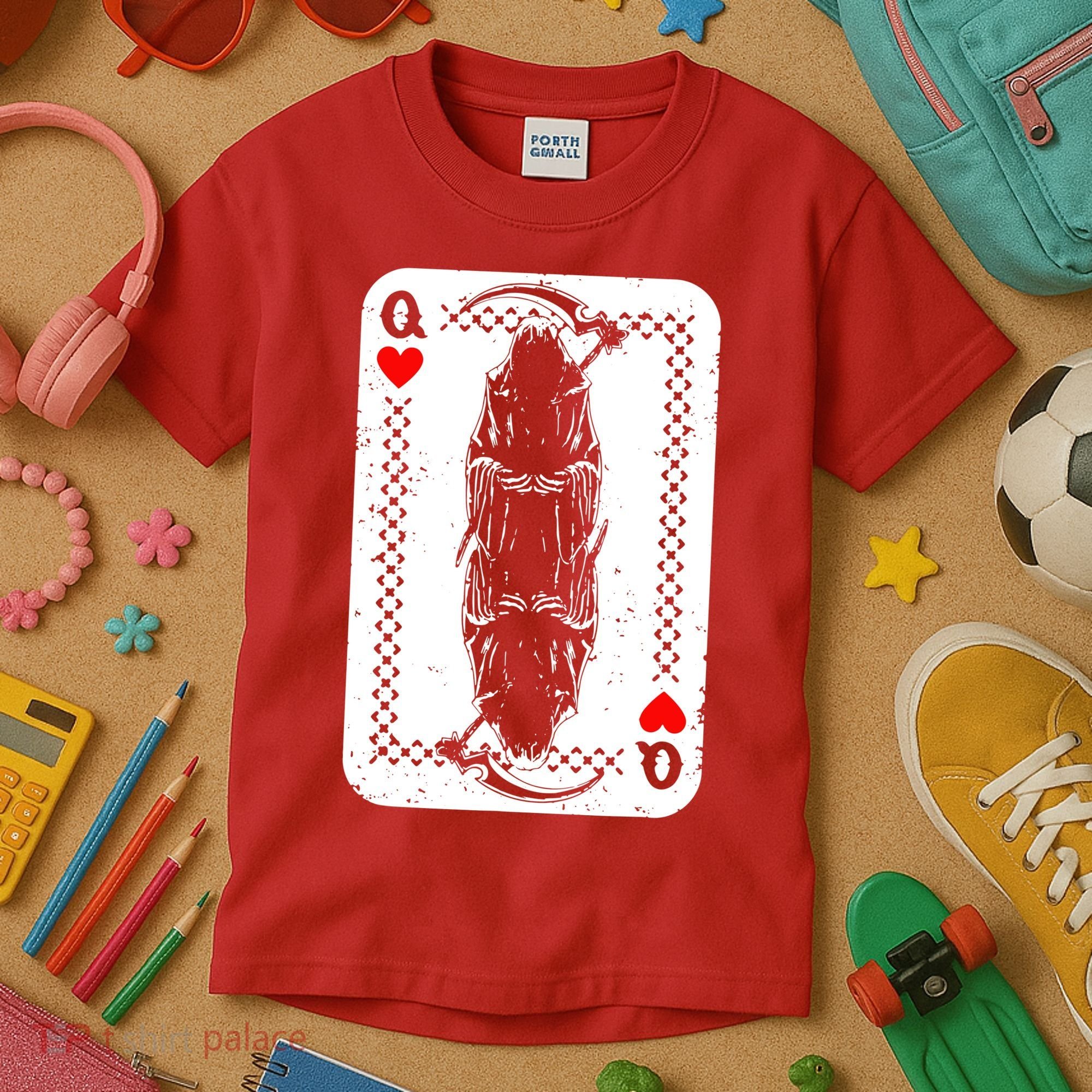 La Santa Muerte Mexico Skeleton Poker Card Death Queens Kids T-Shirt
