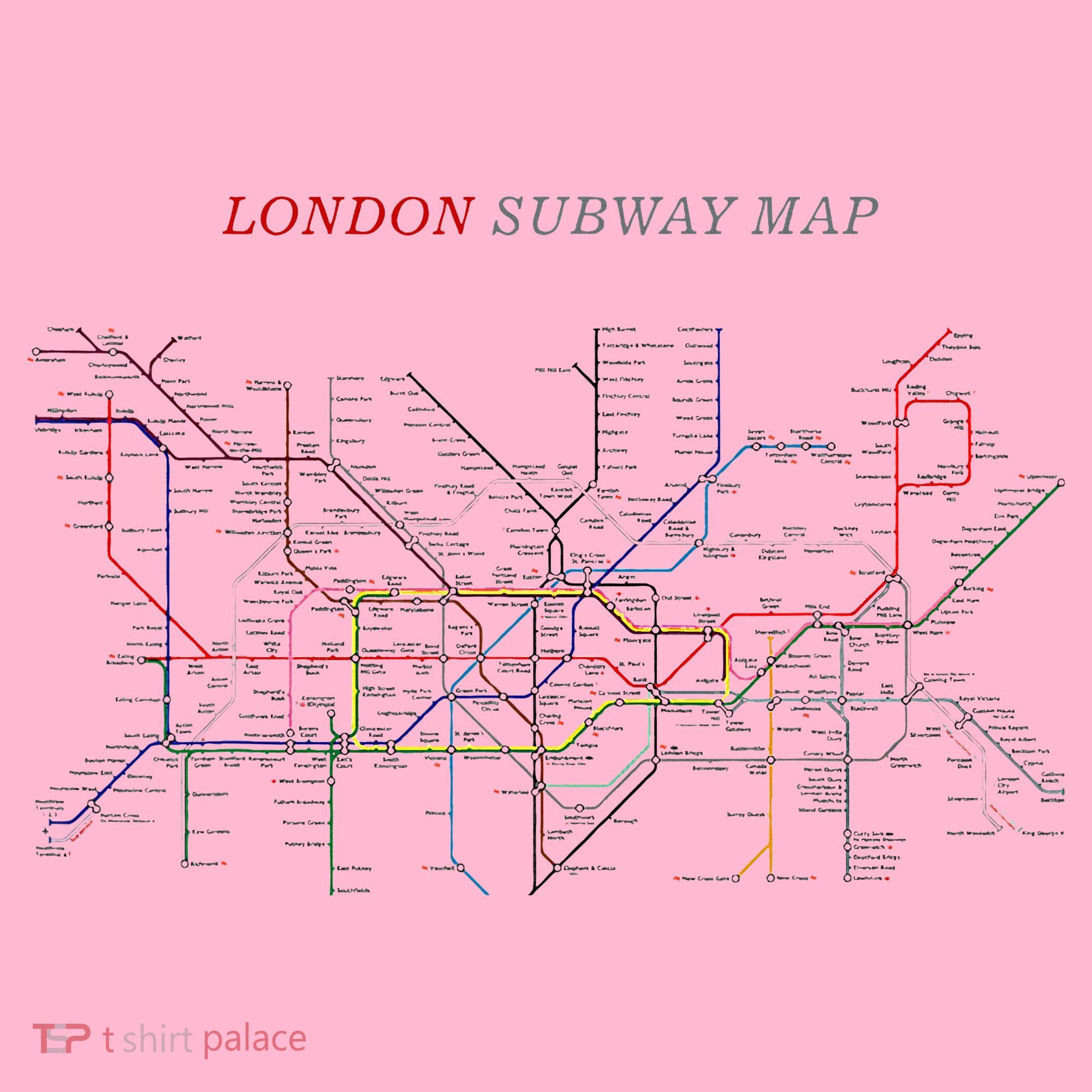 London S.U.B.W.A.Y Map Metro Underground Long Sleeve Shirt