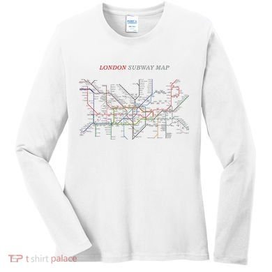 London S.U.B.W.A.Y Map Metro Underground Women's Long Sleeve Shirt