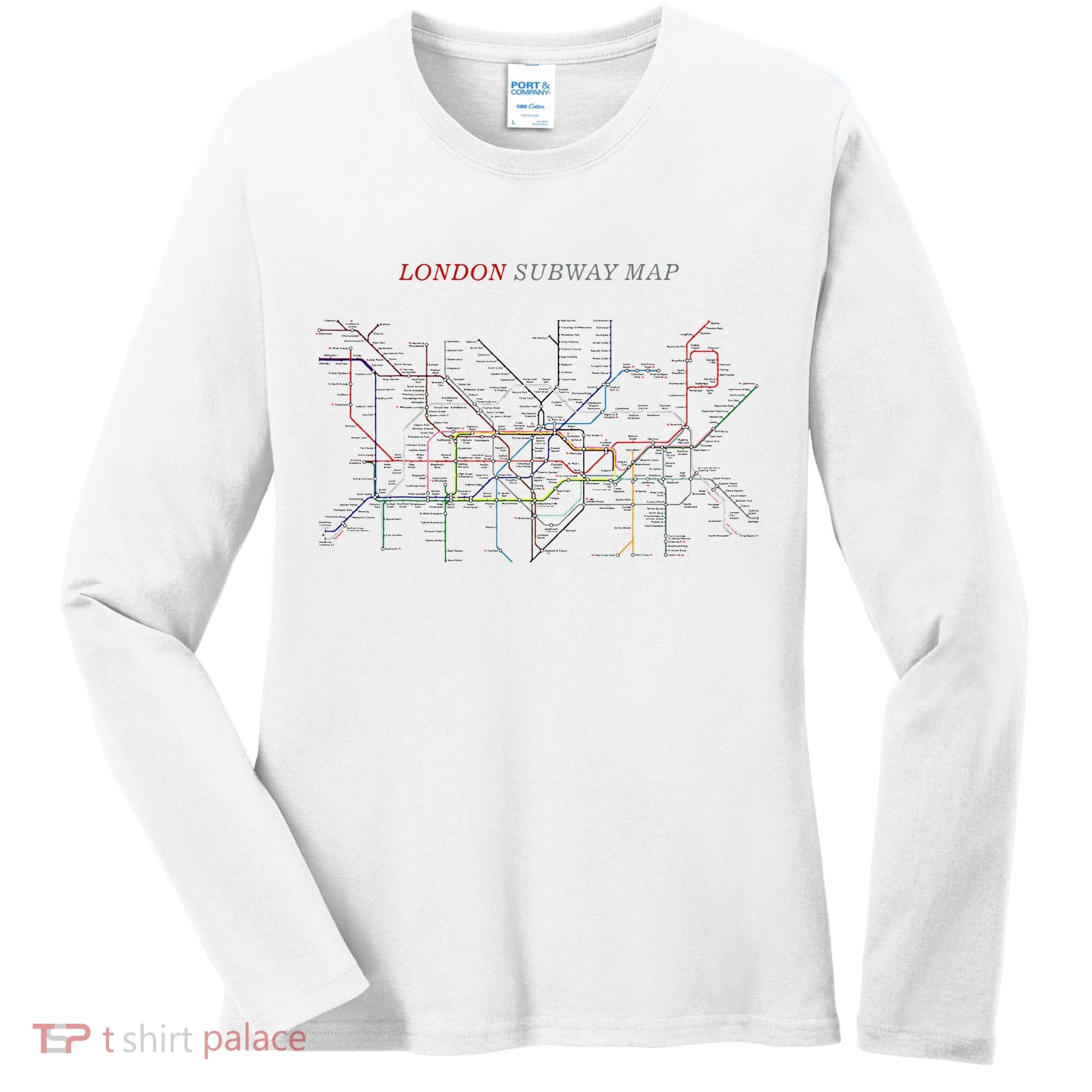 London S.U.B.W.A.Y Map Metro Underground Women's Long Sleeve Shirt