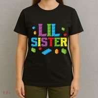 Lil Sister Master Builder Building Bricks Blocks Family Set T-Shirt thumb 4
