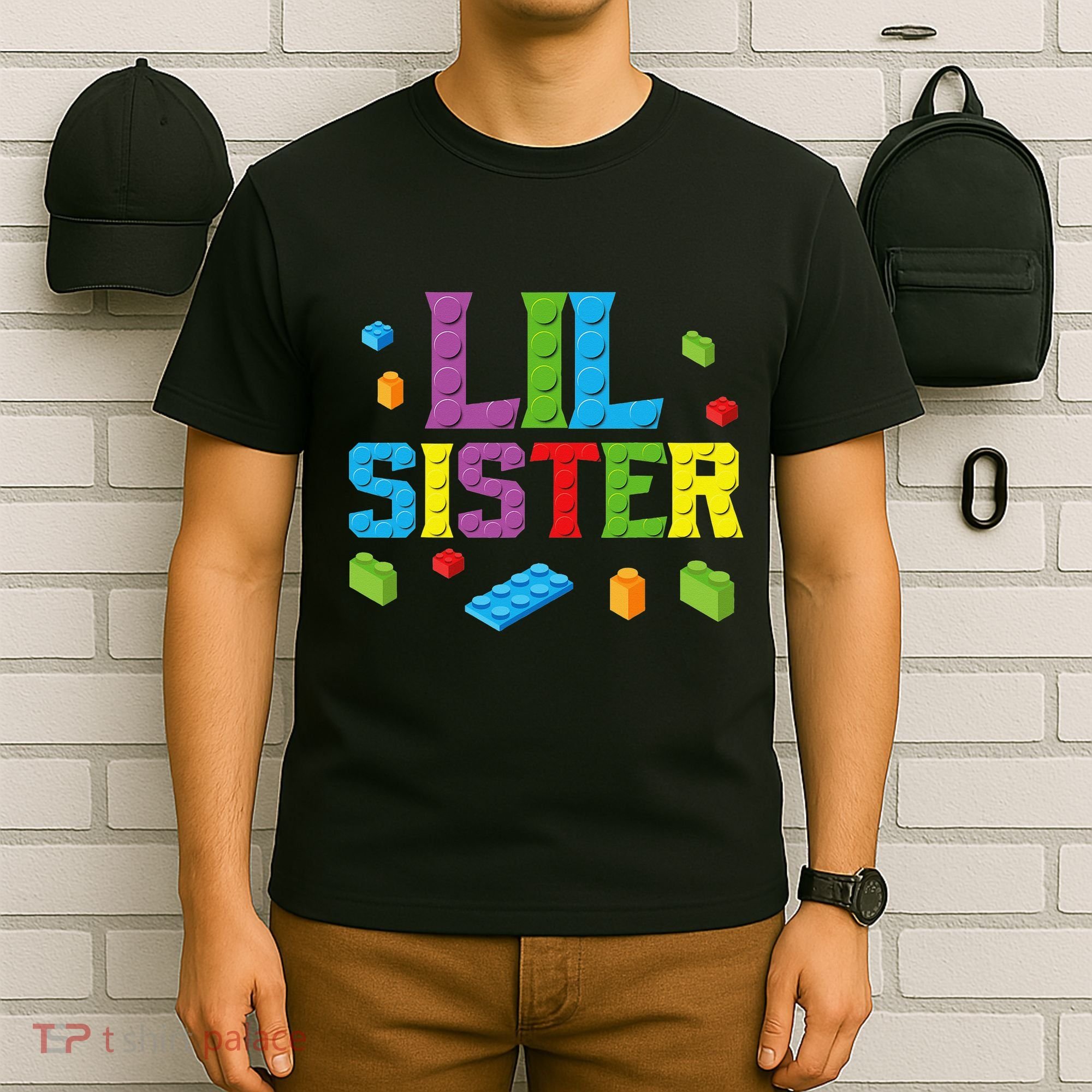 Lil Sister Master Builder Building Bricks Blocks Family Set T-Shirt