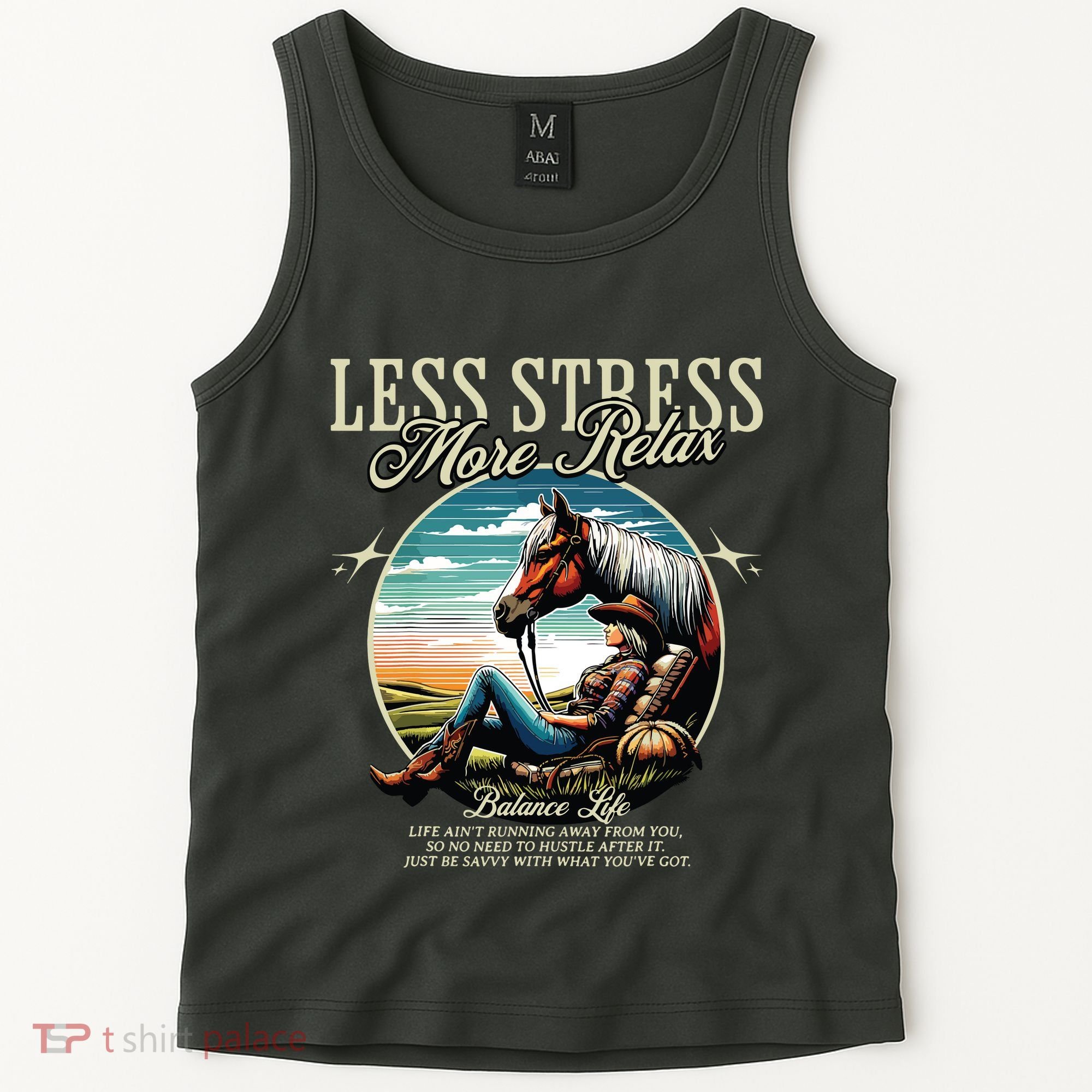 Less Stress More Relax Cowgirl Tank Top