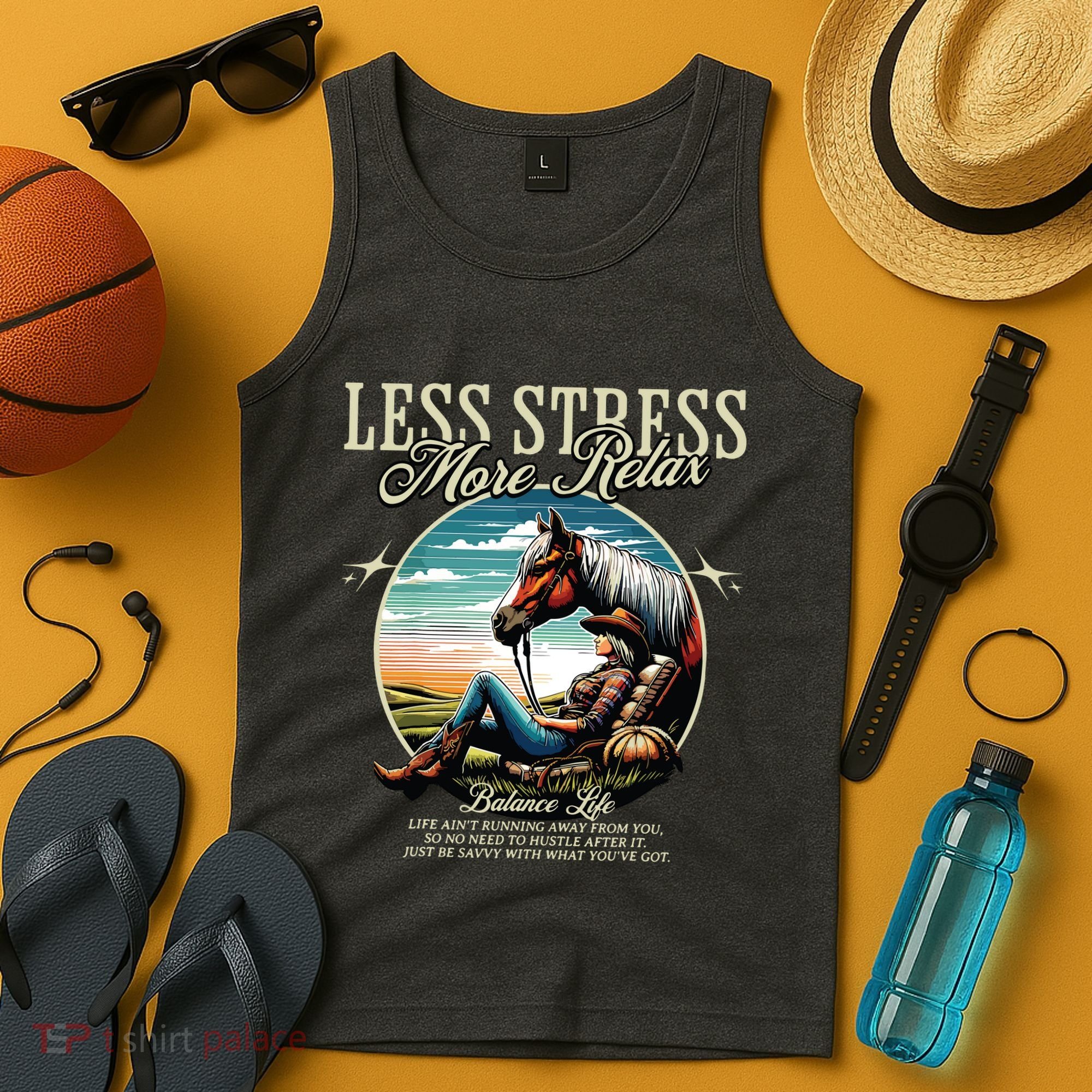 Less Stress More Relax Cowgirl Tank Top