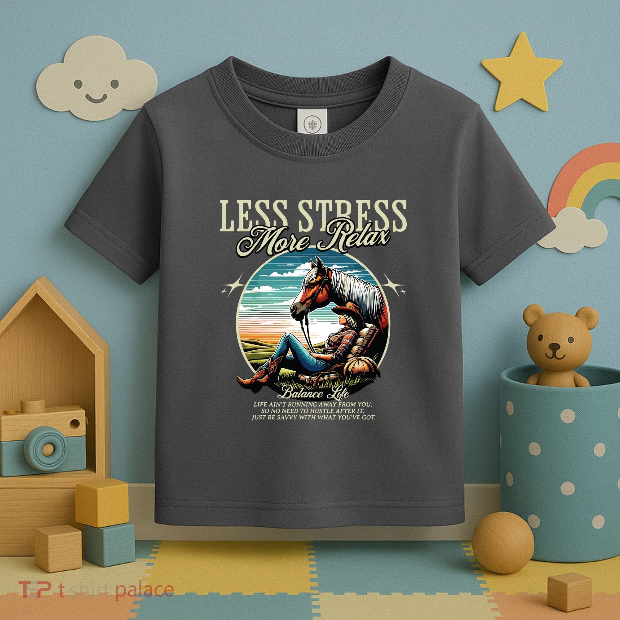 Less Stress More Relax Cowgirl Toddler T-Shirt