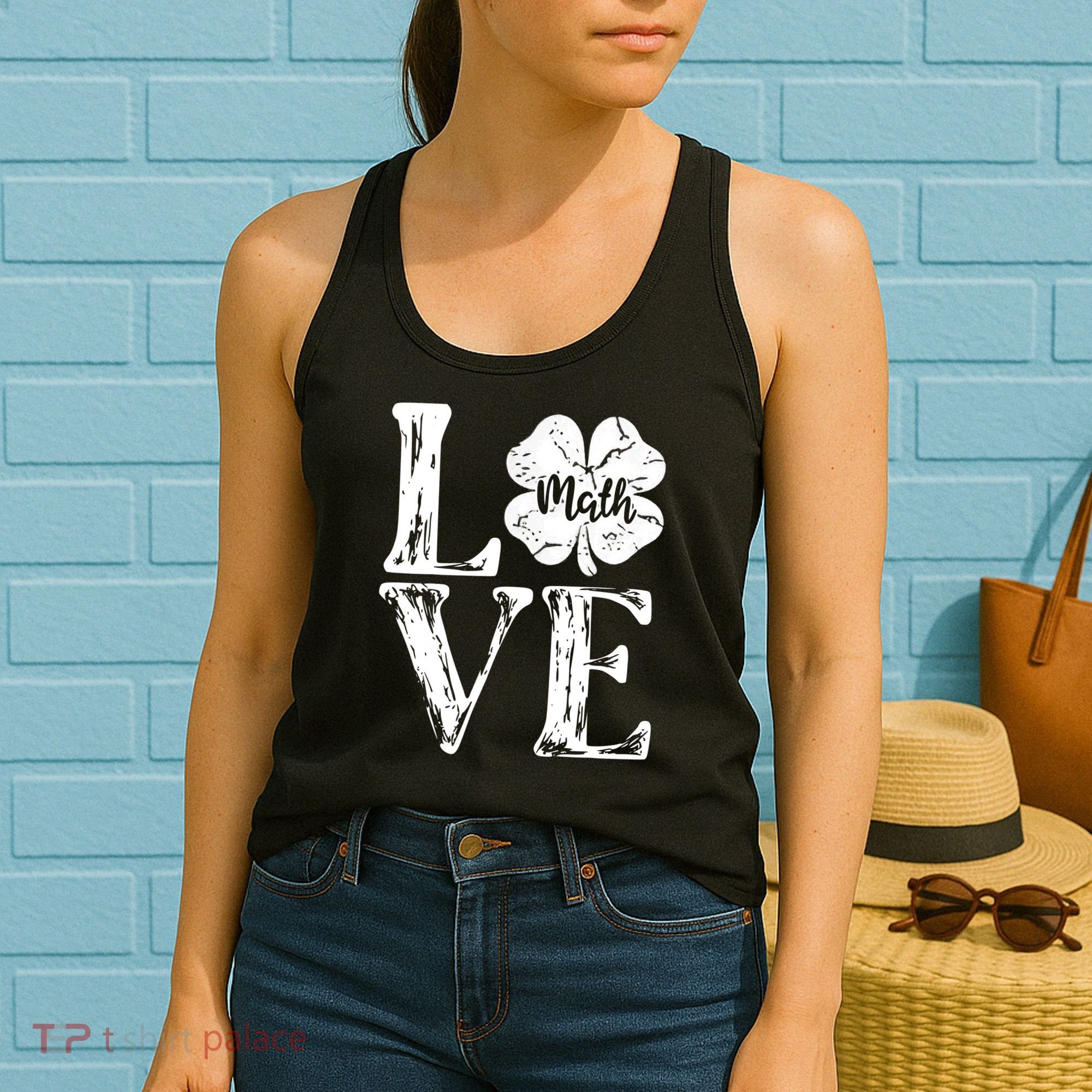 Love Shamrock Math Teacher St Patricks Day Women's Tank Top