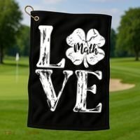Love Shamrock Math Teacher St Patricks Day Golf Towel thumb 1