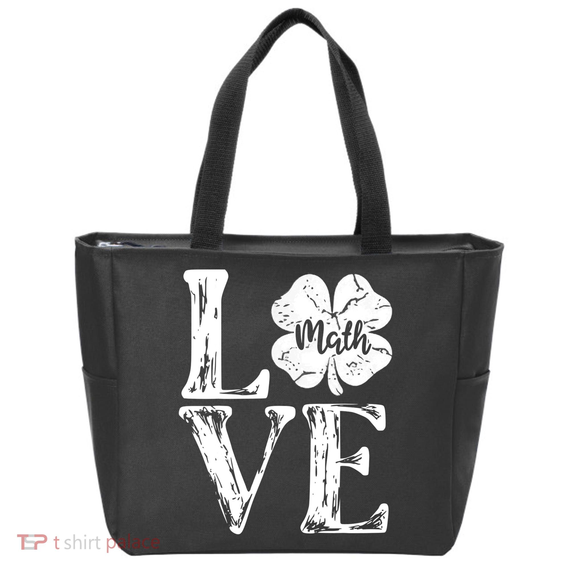 Love Shamrock Math Teacher St Patricks Day Tote Bag