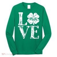 Love Shamrock Math Teacher St Patricks Day Long Sleeve Shirt thumb 0